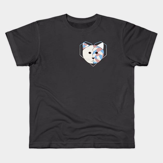 White Geometric Cat Kids T-Shirt by Kali Farnsworth